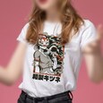 تیشرت سفید آستین کوتاه دخترانه طرح ژاپنی