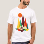 تیشرت طرح نقاشی کوه و خرس