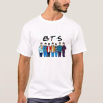 تیشرت سفید طرح گروه بی تی اس BTS