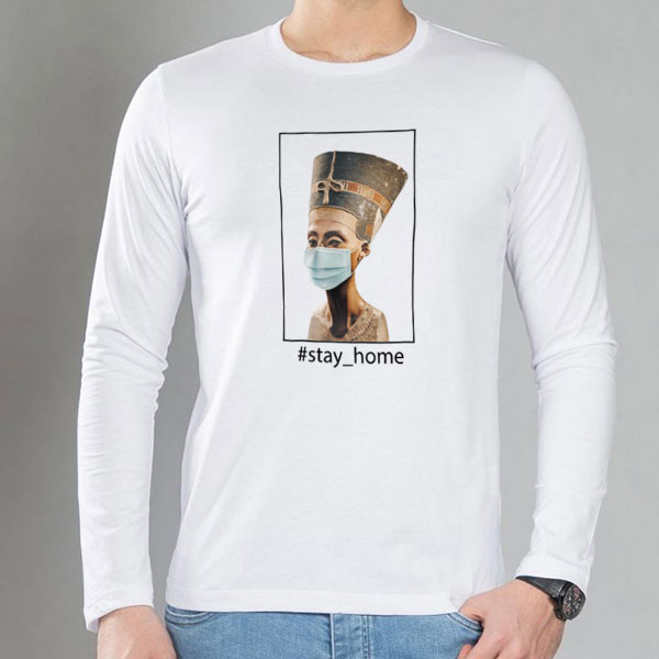 pzood.com_33166706703471 تیشرت آستین بلند طرح درخانه بمانید - تصویر 1